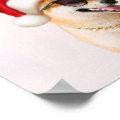 柴犬犬のサンタクロース赤帽子 ポスター (角)