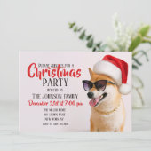 柴犬犬のサンタクロース赤帽子 招待状 (スタンド正面)