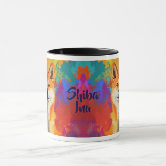 柴犬犬の印象派絵を描 マグカップ (中央)