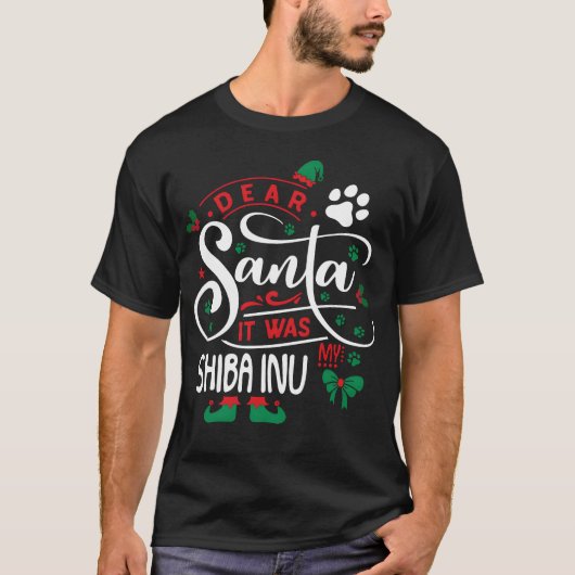 柴犬犬クリスマス犬の品種のギフトおもしろい Tシャツ (正面)