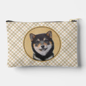 柴犬絵を描ズブラックアンドタンオリジナルドッグアート アクセサリーポーチ (裏面)