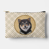 柴犬絵を描ズブラックアンドタンオリジナルドッグアート アクセサリーポーチ (正面)