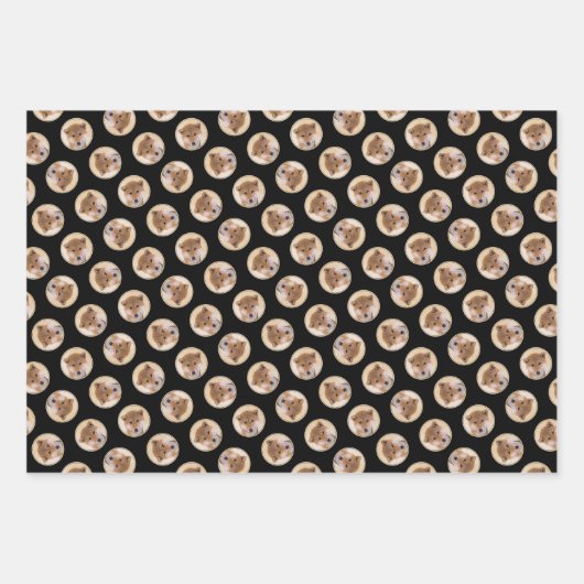 柴犬絵を描ズレッドキュートオリジナルペットドッグアート ラッピングペーパーシート (正面3)