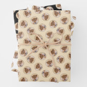 柴犬絵を描ズレッドキュートオリジナルペットドッグアート ラッピングペーパーシート (インサイチュ)