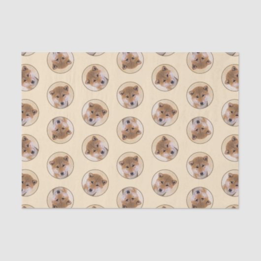 柴犬絵を描ズレッドキュートオリジナルペットドッグアート 薄葉紙 (正面)