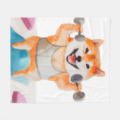 柴犬練習用ヨガスクエア フリースブランケット (正面(横))