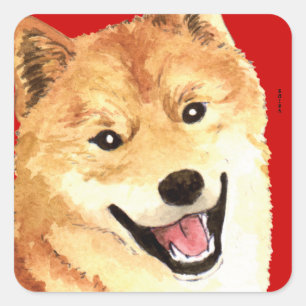 柴犬色のブロック スクエアシール