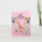 🐶柴犬誕生日ブリス折り畳みグリーティングカード カード (正面)