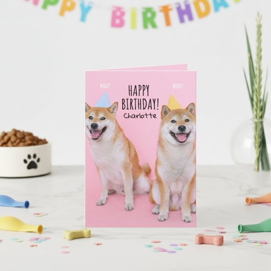 🐶柴犬誕生日ブリス折り畳みグリーティングカード カード
