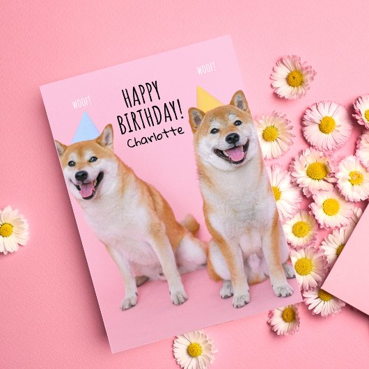 🐶柴犬誕生日ブリス折り畳みグリーティングカード カード