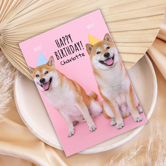 🐶柴犬誕生日ブリス折り畳みグリーティングカード カード