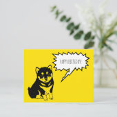 柴犬音声バブルハッピーバースデーはがき ポストカード (スタンド正面)