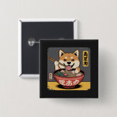 柴犬食べドッグのラーメン 缶バッジ (正面&裏面)