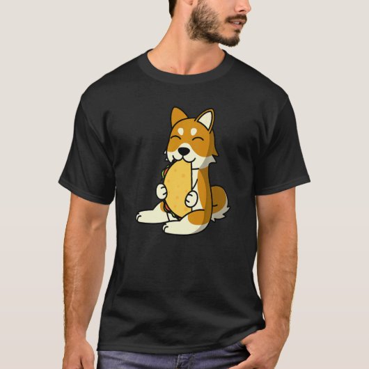 柴犬食べ物ズアタコドッグ Tシャツ (正面)