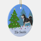 柴犬飾ドッグのクリスマスツリー セラミックオーナメント (右)