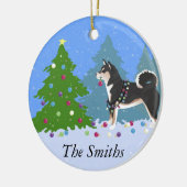 柴犬飾ドッグのクリスマスツリー セラミックオーナメント (左)