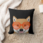 柴犬 – かわいいハートグラス – 白黒デザイン クッション (ブランケット)