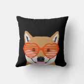 柴犬 – かわいいハートグラス – 白黒デザイン クッション (裏面)