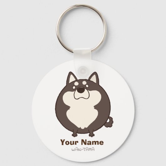 柴犬"しばたま(黒)" キーホルダー (正面)