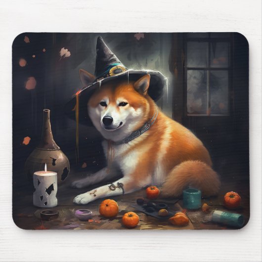 柴犬 カボチャ ハロウィン おばけ マウスパッド (正面)