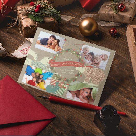 柴犬、キツネ、ポーラベア、バニーフォトコラージュ