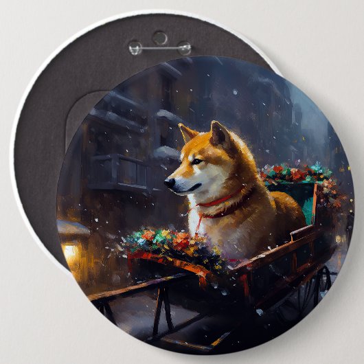 柴犬 クリスマス イベントシーズン 缶バッジ (正面&裏面)