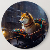 柴犬 クリスマス イベントシーズン 缶バッジ (正面)