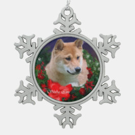 柴犬 スノーフレークピューターオーナメント