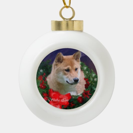 柴犬 セラミックボールオーナメント (正面)