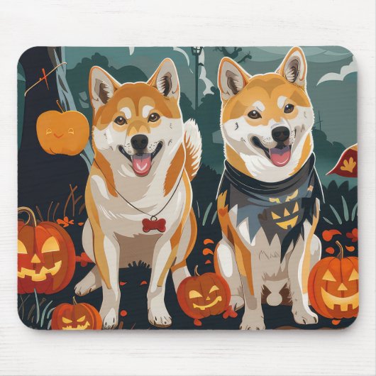 柴犬 ハロウィン おばけ マウスパッド (正面)