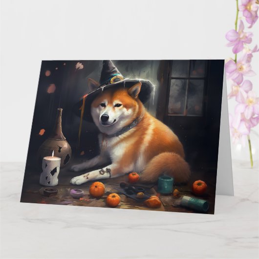 柴犬 パンプキン ハロウィン おばけ カード (蘭)