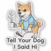 柴犬 ビジネススーツ コーヒー シール (正面)