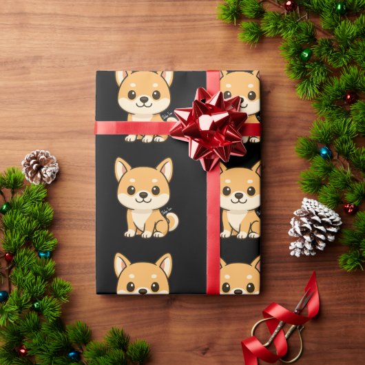柴犬 ラッピングペーパー (クリスマスギフト)