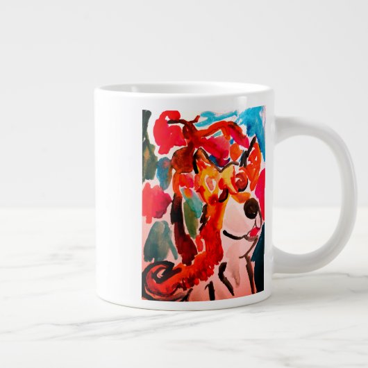 柴犬 桜 日本の花 ジャンボコーヒーマグカップ (右)