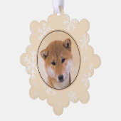 柴犬（赤）絵画ズ – オリジナルドッグアート オーナメントカード (左)