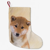 柴犬（赤）絵画ズ – オリジナルドッグアート スモールクリスマスストッキング (正面)