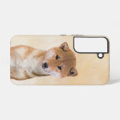 柴犬（赤）絵画ズ – オリジナルドッグアート SAMSUNG GALAXYケース (裏面横)