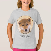 柴犬(赤)絵画ズ – オリジナルドッグアート Tシャツ (正面)
