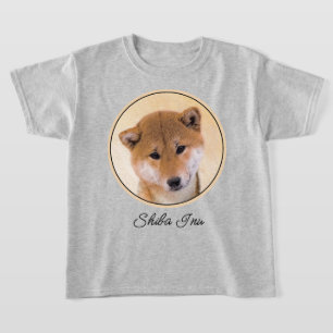 柴犬（赤）絵画ズ – オリジナルドッグアート Tシャツ