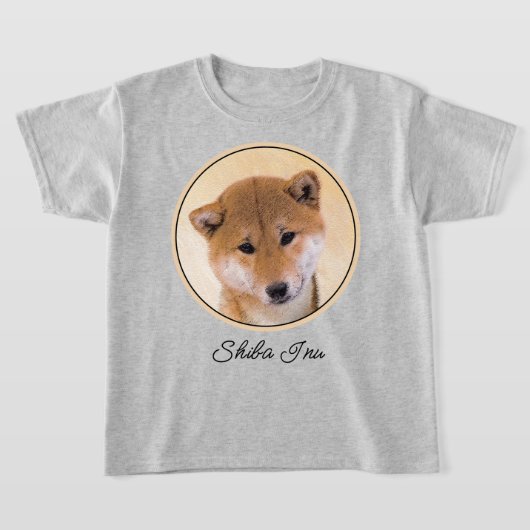 柴犬(赤)絵画ズ – オリジナルドッグアート Tシャツ (レイダウン)
