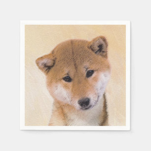 柴犬（赤）絵画 -オリジナルドッグアート スタンダードカクテルナプキン