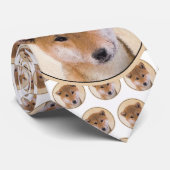 柴犬（赤）絵画 -オリジナルドッグアート ネクタイ (ロール)