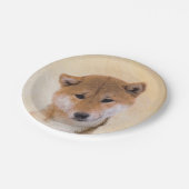 柴犬(赤)絵画 -オリジナルドッグアート ペーパープレート (アングル)