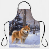 柴犬 雪が降るよ クリスマス エプロン (正面)