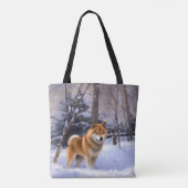 柴犬 雪が降るよ クリスマス トートバッグ (裏面)