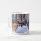 柴犬 雪が降る クリスマス コーヒーマグカップ (正面左)