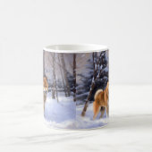 柴犬 雪が降る クリスマス コーヒーマグカップ (中央)