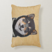 柴犬（黒とタン）絵画ズ – Dog Art アクセントクッション (正面(垂直))