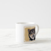 柴犬(黒とタン)絵画ズ – Dog Art エスプレッソカップ (正面右)