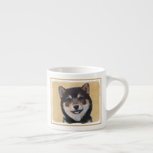 柴犬(黒とタン)絵画ズ – Dog Art エスプレッソカップ (右)